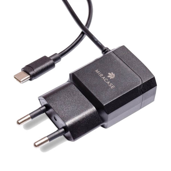מטען USB מהיר 2.4A לשקע חשמל עם כבל Type C מובנה