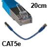 כבל רשת מסוכך CAT5e באורך 20 סנטימטר בצבע כחול