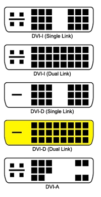 חיבורי DVI שונים