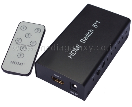 קופסת מיתוג איכותית HDMI Switch מ-5 מוצרים למסך אחד