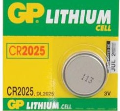 סוללת כפתור ליתיום CR2025 3V באריזה מקורית תוצרת GP