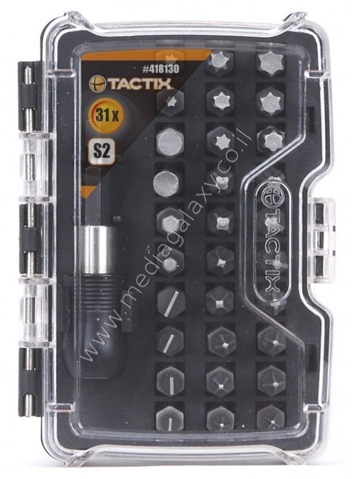 סט ביטים מקצועי 31 חלקים תוצרת TACTIX דגם 418130