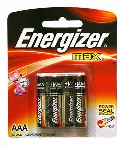 רביעיית סוללות אלקליין AAA מתוצרת Energizer