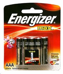 שמיניית סוללות אלקליין AAA מתוצרת Energizer