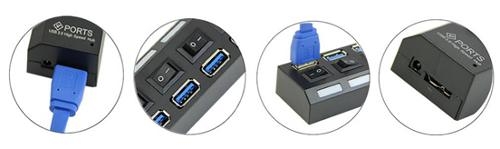 מרכזיית USB-3.0 ל-7 חיבורים עם מפסקי כיבוי והדלקה