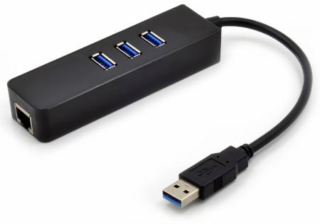 מפצל USB-3.0 עם 3 חיבורים וחיבור LAN