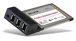 כרטיס הרחבה FireWire למחשב נייד בחיבור PCMCIA