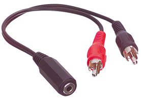כבל מתאם מחיבור PL-3.5mm סטריאו נקבה ל-2 RCA זכר