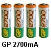 4 סוללות נטענות AA עוצמה 2700mA תוצרת GP + מברג טסטר מתנה