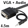 כבל משולב VGA + חיבור אודיו PL-3.5 מובנה באורך 4.5 מטר מבית RiteAV