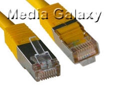 כבל רשת מסוכך CAT5e באורך 0.5 מטר בצבע צהוב
