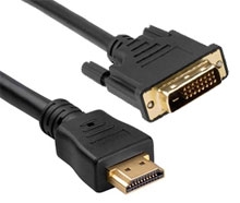 כבל HDMI-DVI איכותי באורך 1.8 מטר - קונקטורים מצופים זהב 24+1 פינים