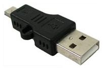 קונקטור מתאם USB עם חיבור A (זכר) וחיבור מיני עם 5 פינים