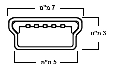 מידות קונקטור מיני USB עם 5 פינים