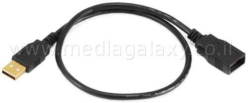 כבל USB 2.0 מאריך מוזהב ומסוכך 90 סנטימטר עם חיבורים A-AF