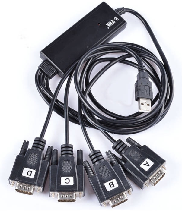 כבל USB ל-4 חיבורי סריאל RS232, מקצועי צ'יפסט FTDI