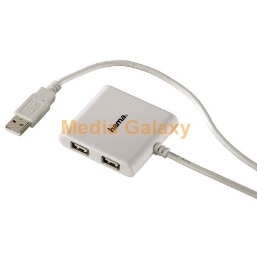 מפצל USB-2.0 איכותי בצבע לבן עם כבל מובנה