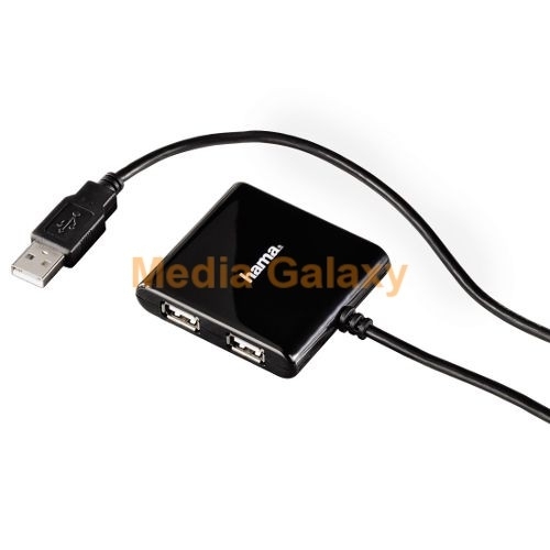 מפצל USB-2.0 איכותי בצבע שחור עם כבל מובנה