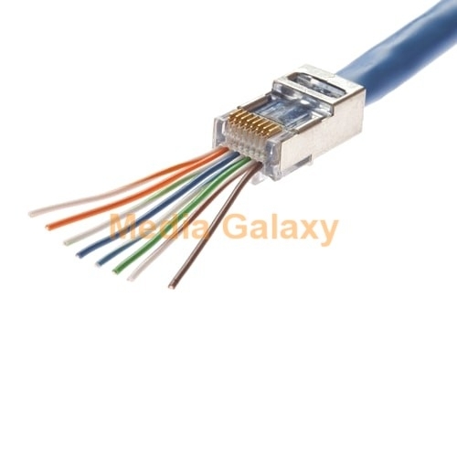 קונקטור RJ45 CAT6 מסוכך עם חורי יציאה לגידים