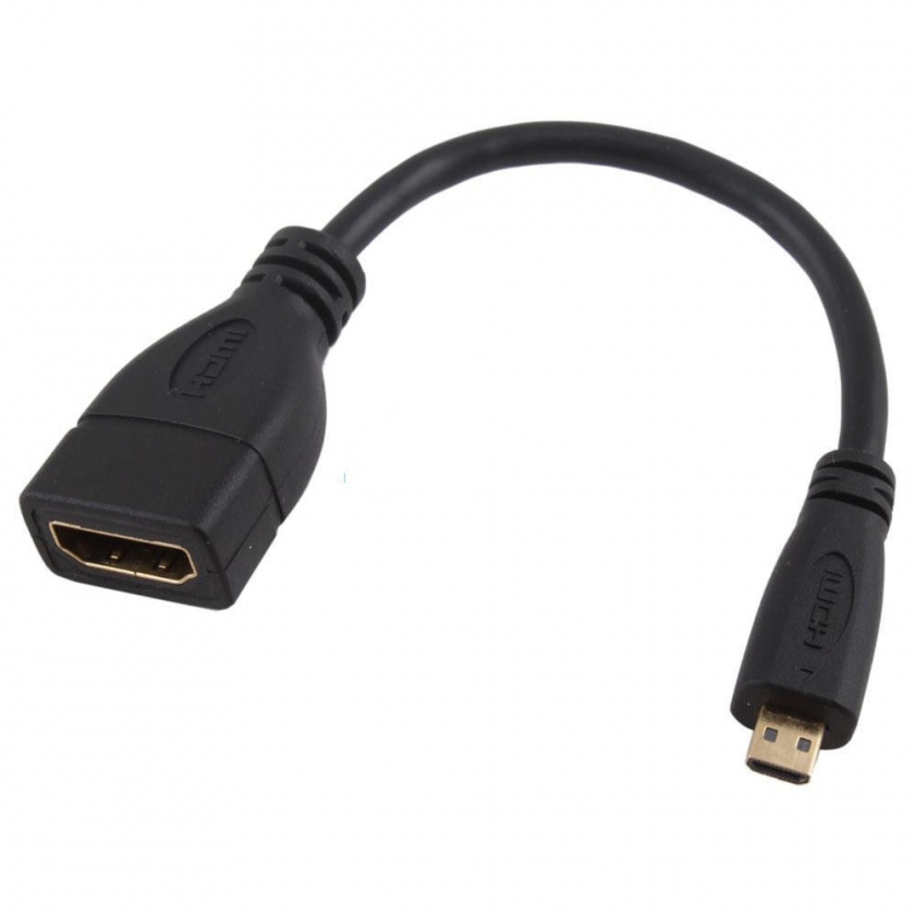 כבל מתאם מיקרו HDMI זכר ל-HDMI נקבה מוזהב (micro HDMI) תקן 2.0