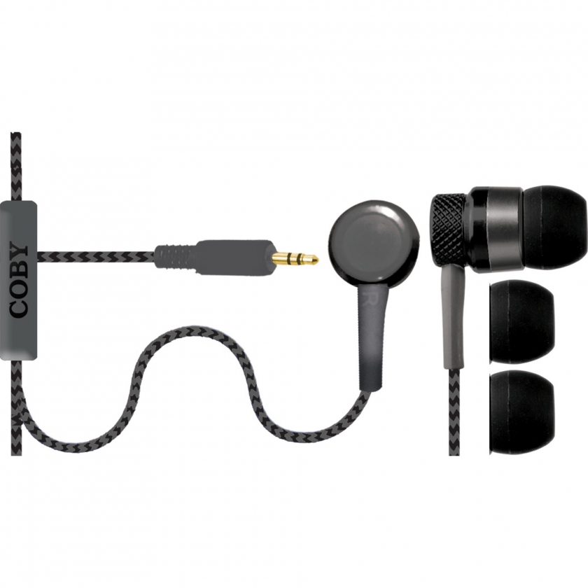 אוזניות סיליקון שחורות עם מיקרופון מובנה COBY CVE-200