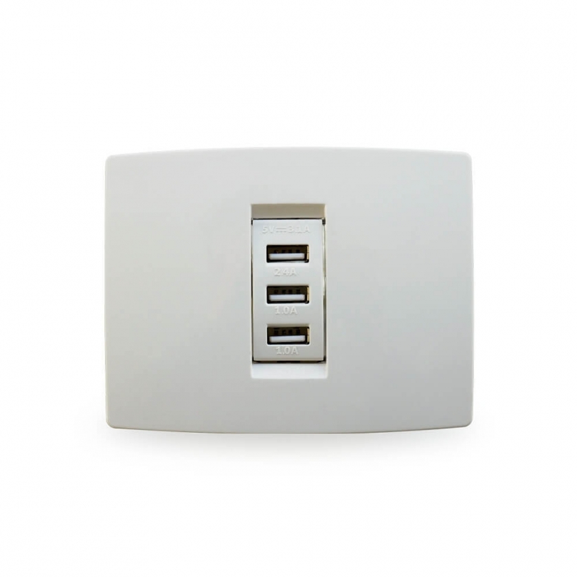 3 שקעי טעינה USB לקופסא 55 שקועה בקיר