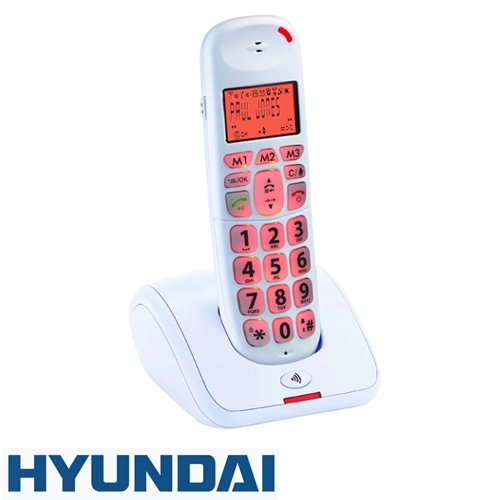 טלפון אלחוטי לבן לכבדי שמיעה Hyundai HDT-L100