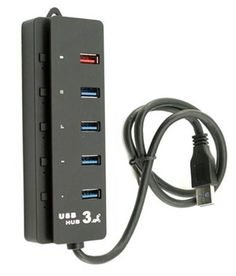 מפצל USB-3.0 ל-4 + שקע טעינה וספק כח חיצוני