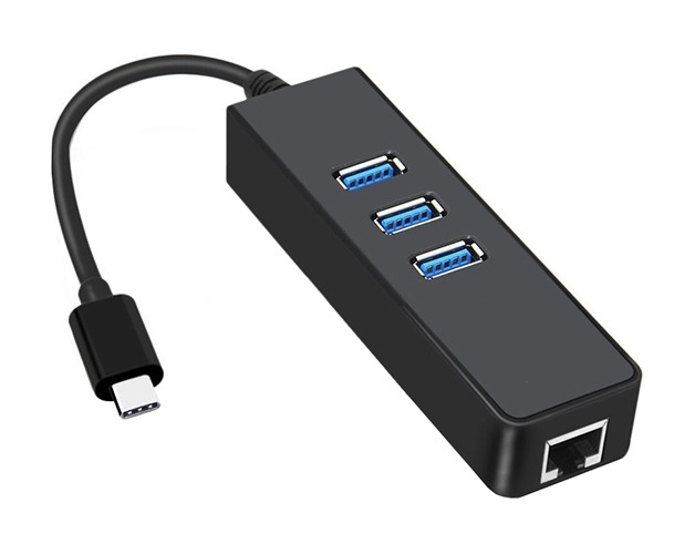 USB Type C לחיבור רשת קווי Giga ומרכזייה USB 3.0