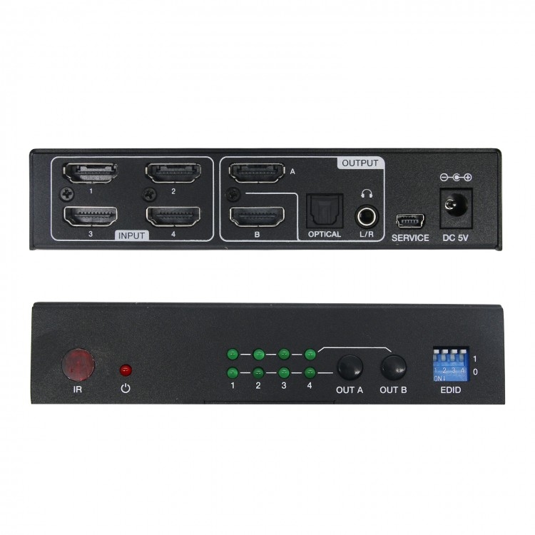 מטריצה HDMI 2.2 2X4 4K 60Hz 4:4:4 ניהול EDID