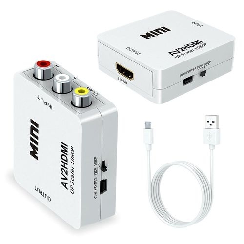 קופסת המרת וידאו+אודיו AV RCA ליציאת מסך HDMI