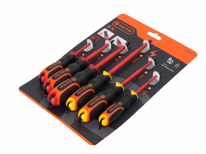 סט 6 מברגים מבודדים 1000V איכותיים TACTIX 205601