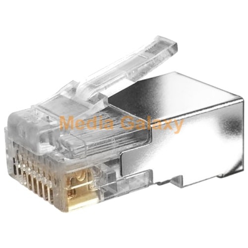 100 יחידות - תקע קונקטור מסוכך RJ45 לכבל רשת CAT5e