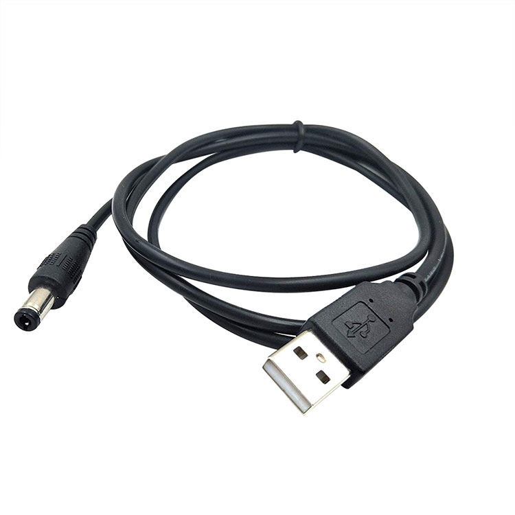 כבל מתח USB זכר ל-DC 5.5x2.1 זכר - אורך 0.5 מטר