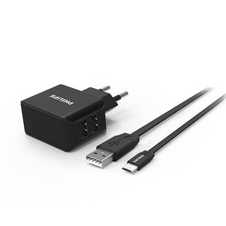 מטען USB כפול + כבל Type C תוצרת Philips