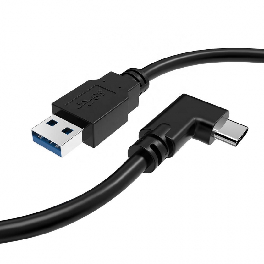 כבל USB-3.2 חיבורי A זכר וחיבור Type C בזוית 90 מעלות 5 מטר