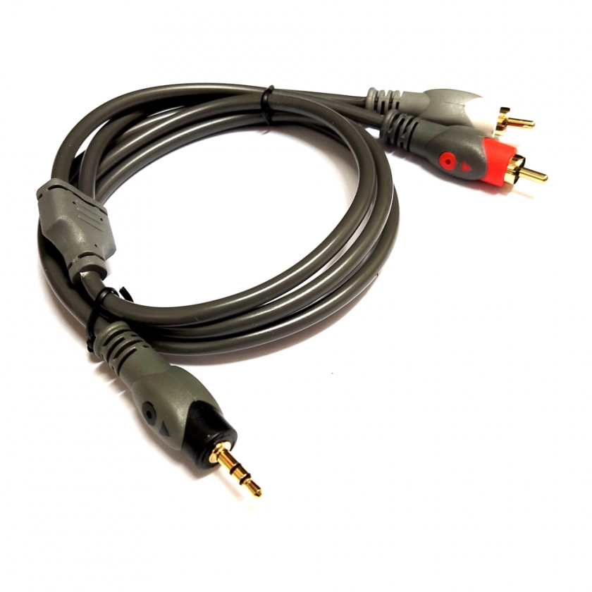 כבל אודיו סטריאו איכותי PL 3.5mm ל-2RCA אורך 1.8 מטר