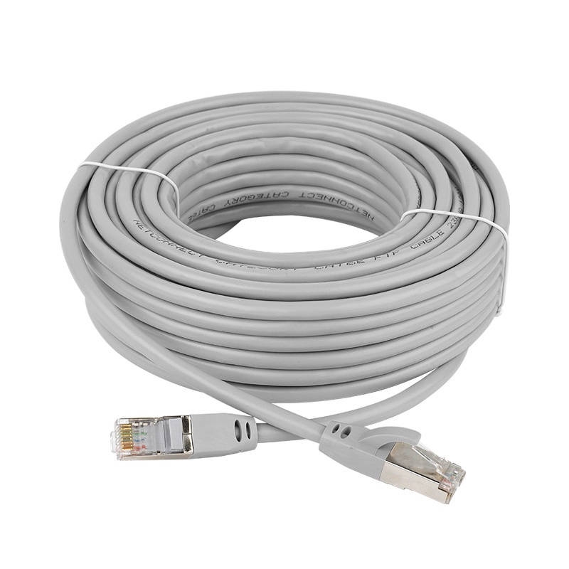 כבל רשת RJ45 מסוכך CAT6 באורך 90 מטר בצבע אפור