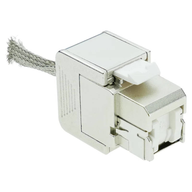 שקע קיסטון רשת CAT6A RJ45 מסוכך FTP כולל תריס הגנה