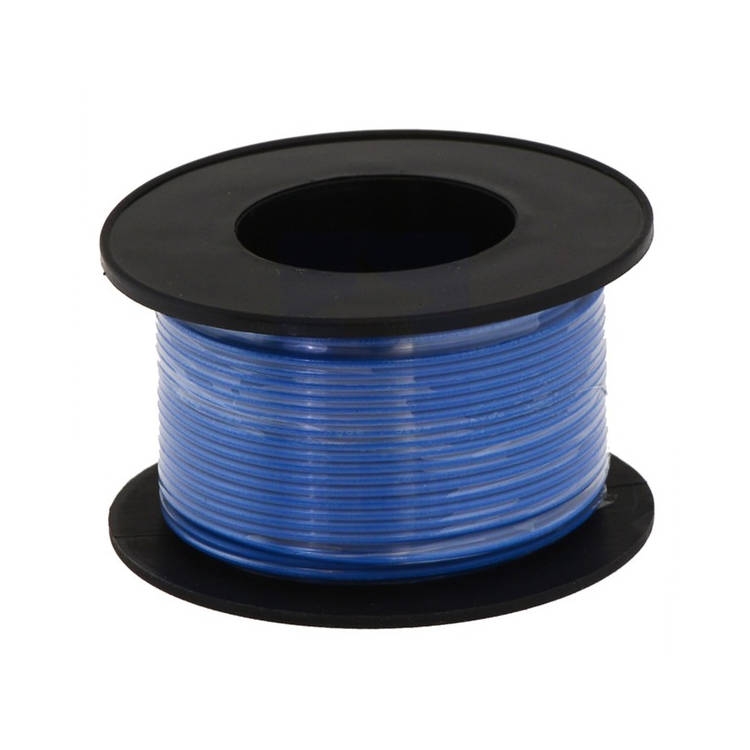 חוט חשמל 24AWG מוליך רב גידי עם בידוד כחול - גליל 100 מטר