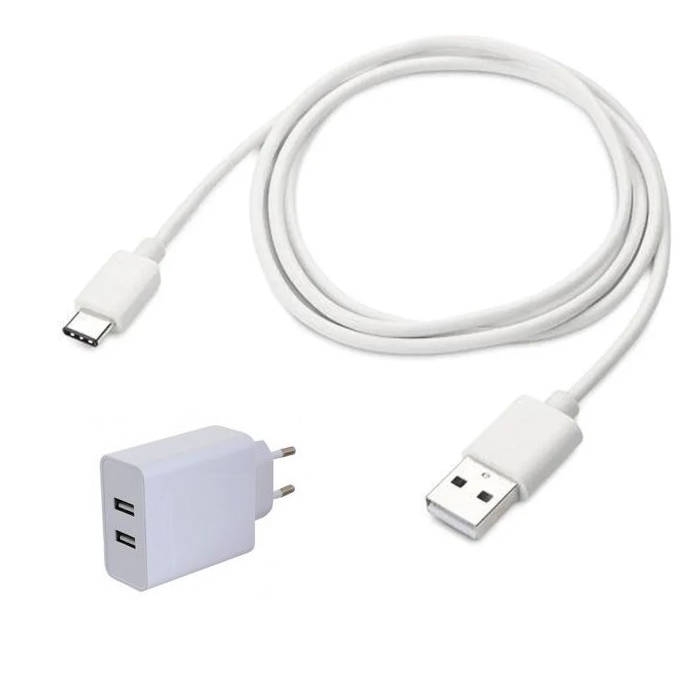 מטען USB כפול 12W עם כבל טעינה Type-C