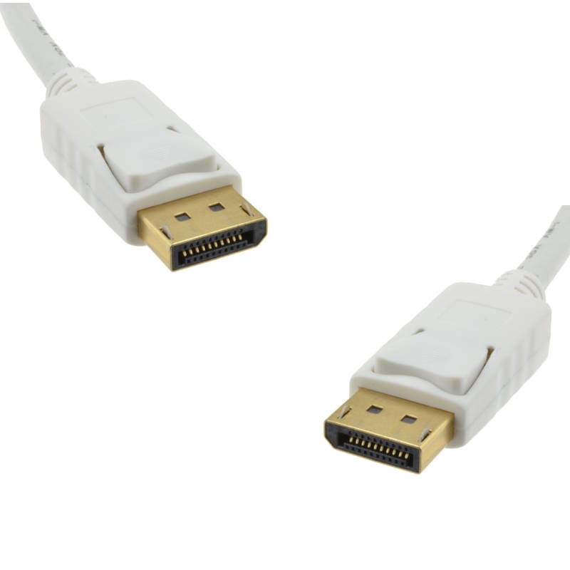 כבל וידאו איכותי לבן עם חיבורי Displayport באורך 0.9 מטר