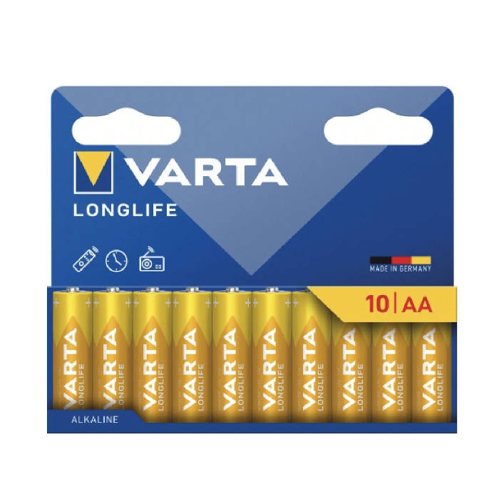 10 סוללות אצבע אלקליין AA תוצרת VARTA גרמניה