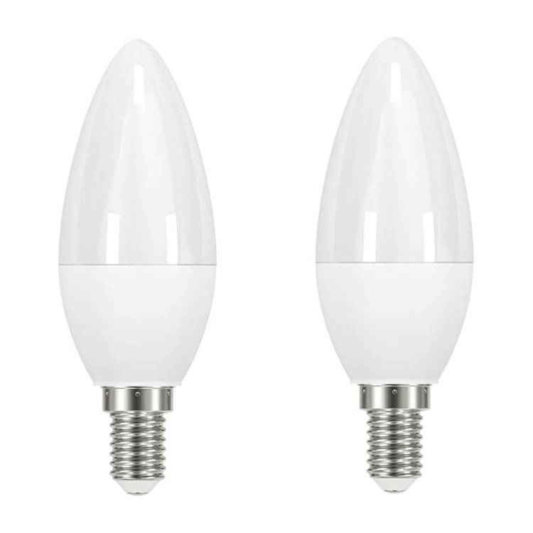 זוג נורות נר E14 אור לבן 8W