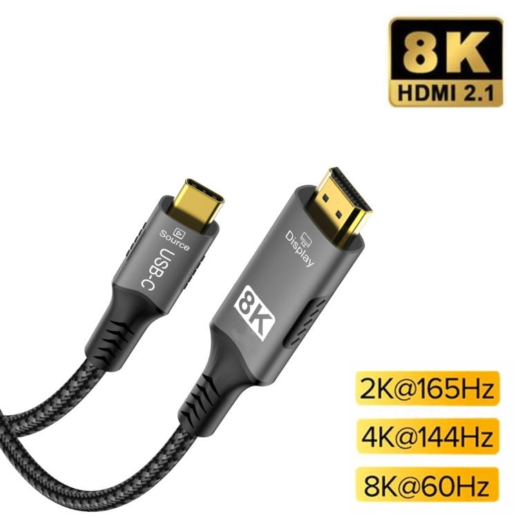 כבל מקצועי Type-C לחיבור HDMI 8K אורך 1.8 מטר