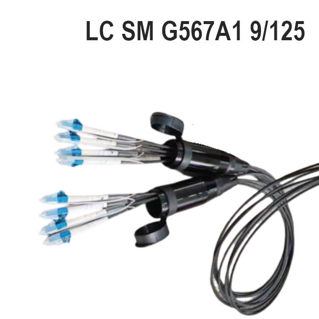 כבל אופטי טקטי 4 סיבים SM מחברי LC אורך 50 מטר