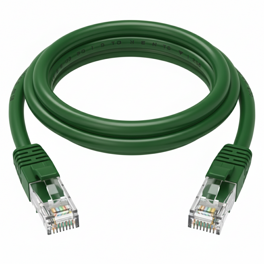 כבל רשת RJ45 מסוכך CAT6 באורך 0.25 מטר בצבע ירוק