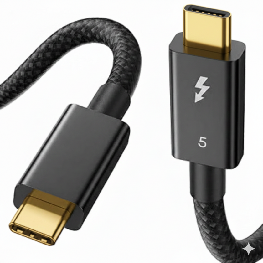כבל מקצועי Thunderbolt 5.0 240W 120Gbps 16K אורך 0.5 מטר