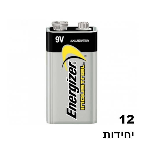 12 סוללות 9V מלבנית Energizer Industrial