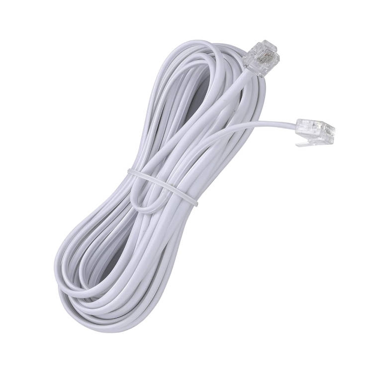כבל טלפון לבן חיבורים אמריקאים (RJ11) באורך 3 מטר